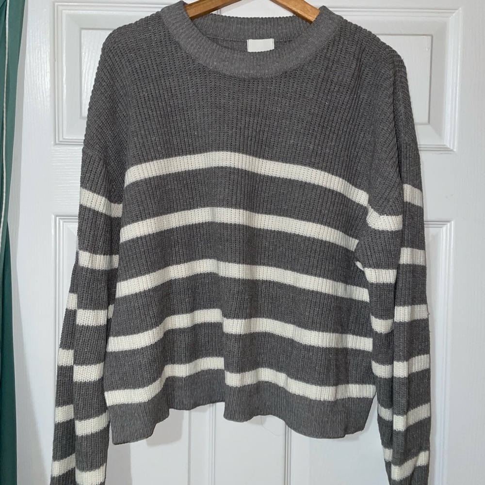 H&M Charcoal and Cream Striped Sweater